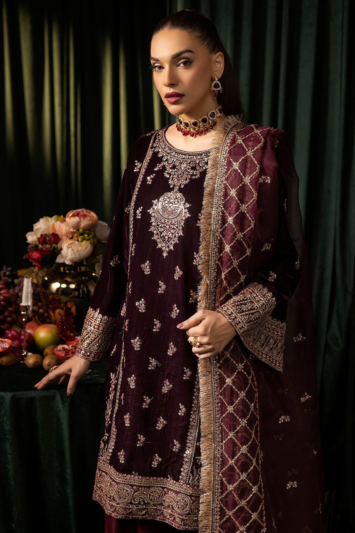 Motifz | Velvet Formals | 5095-MAZNEEN - Ladies Clothes - Maria Faisal