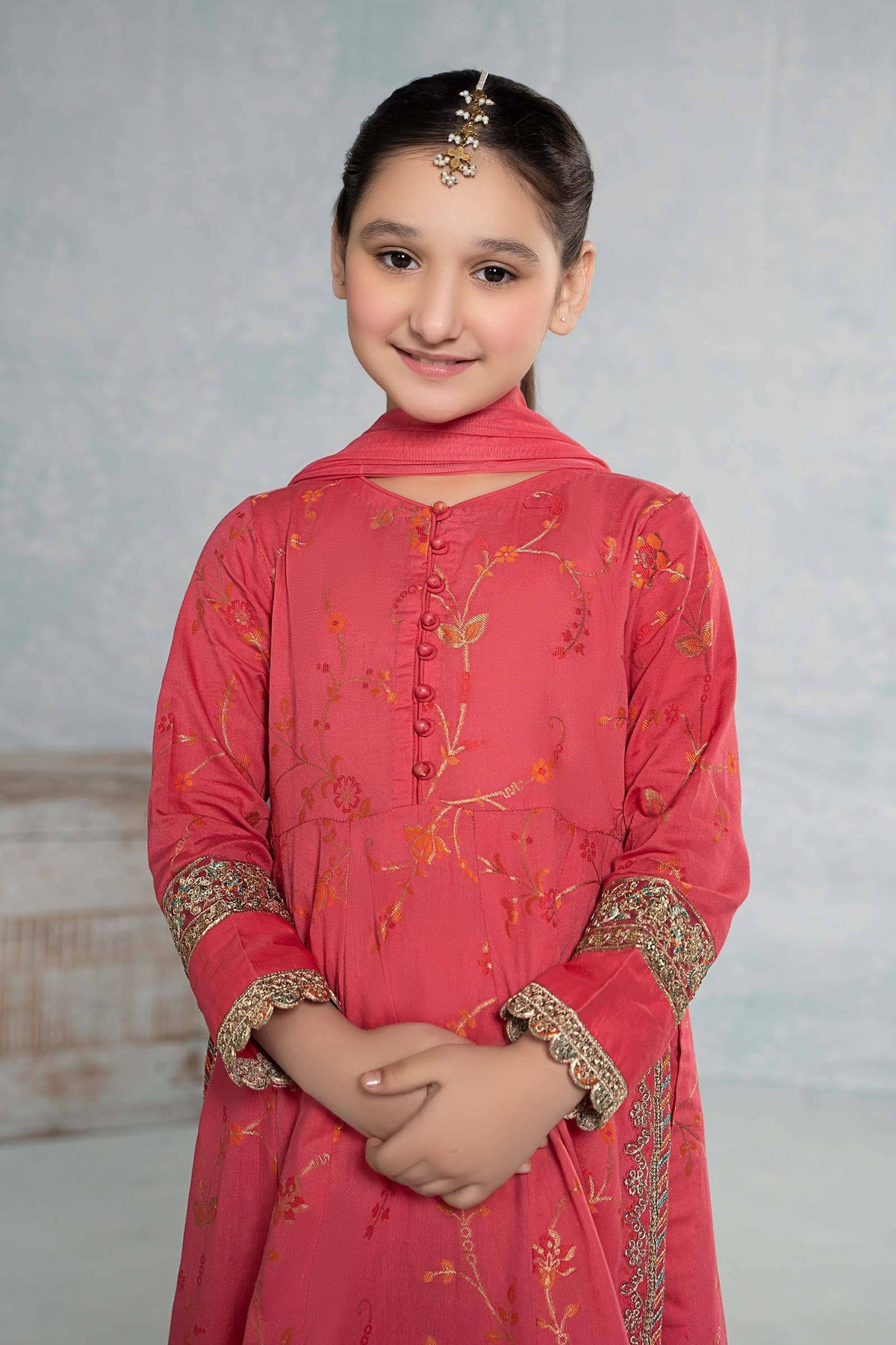 Maria B | 3 Piece Embroidered Jacquard Broshiasuit | MKD-EF24-23 by Maria Faisal - Registered Vendor of : Maria B - type : Kids Clothes - 100% original wedding dresses