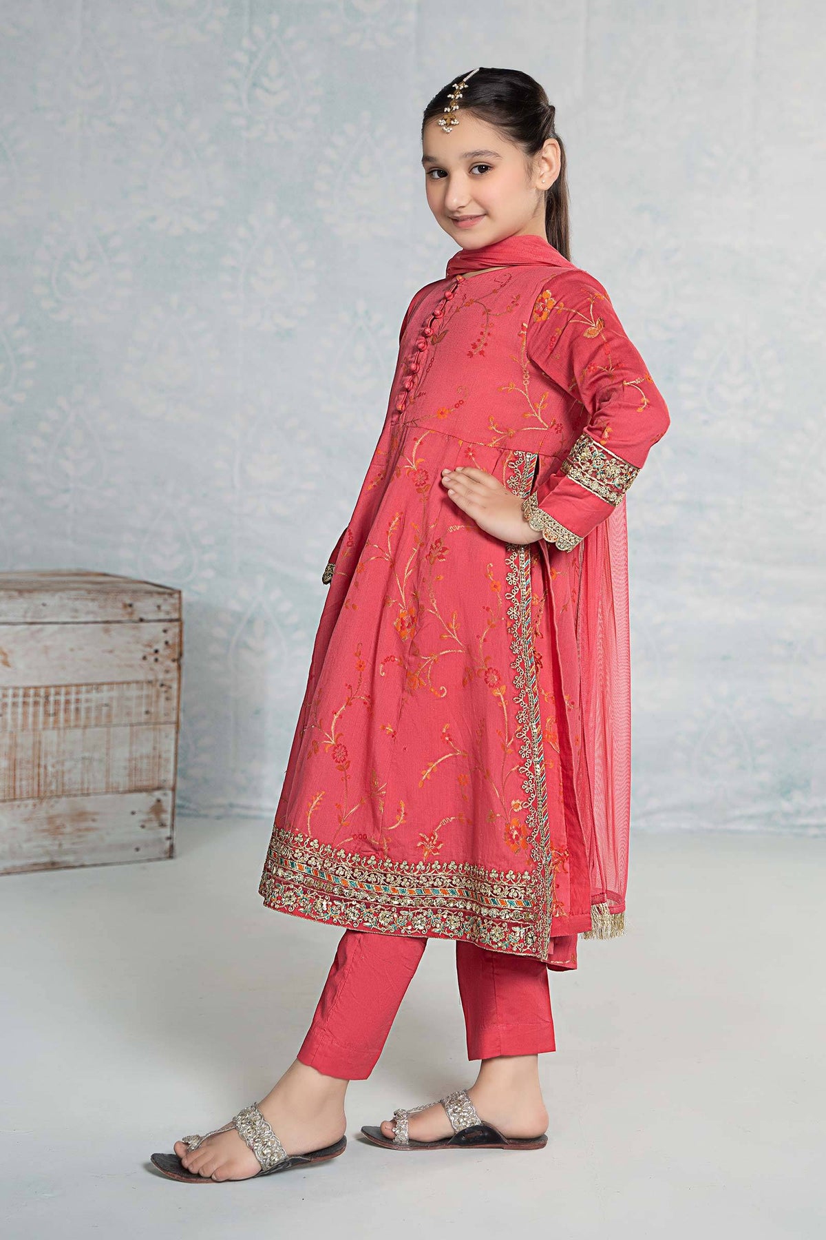 Maria B | 3 Piece Embroidered Jacquard Broshiasuit | MKD-EF24-23 by Maria Faisal - Registered Vendor of : Maria B - type : Kids Clothes - 100% original wedding dresses