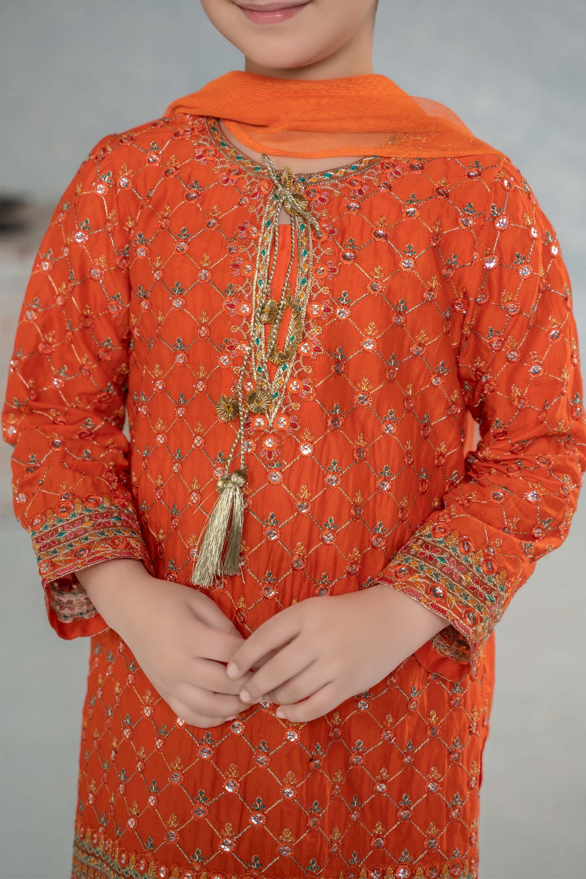 Maria B | 3 Piece Embroidered Lawn Suit | MKD-EF24-09 by Maria Faisal - Registered Vendor of : Maria B - type : Kids Clothes - 100% original wedding dresses