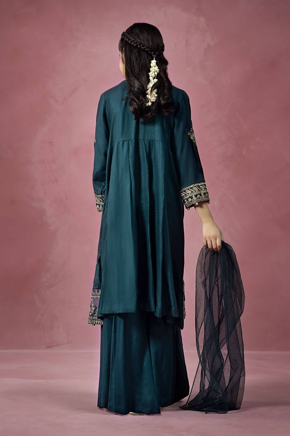 Maria B | 3 Piece Embroidered Linen Suit | MKD-W24-02 by Maria Faisal - Registered Vendor of : Maria B - type : Kids Clothes - 100% original wedding dresses