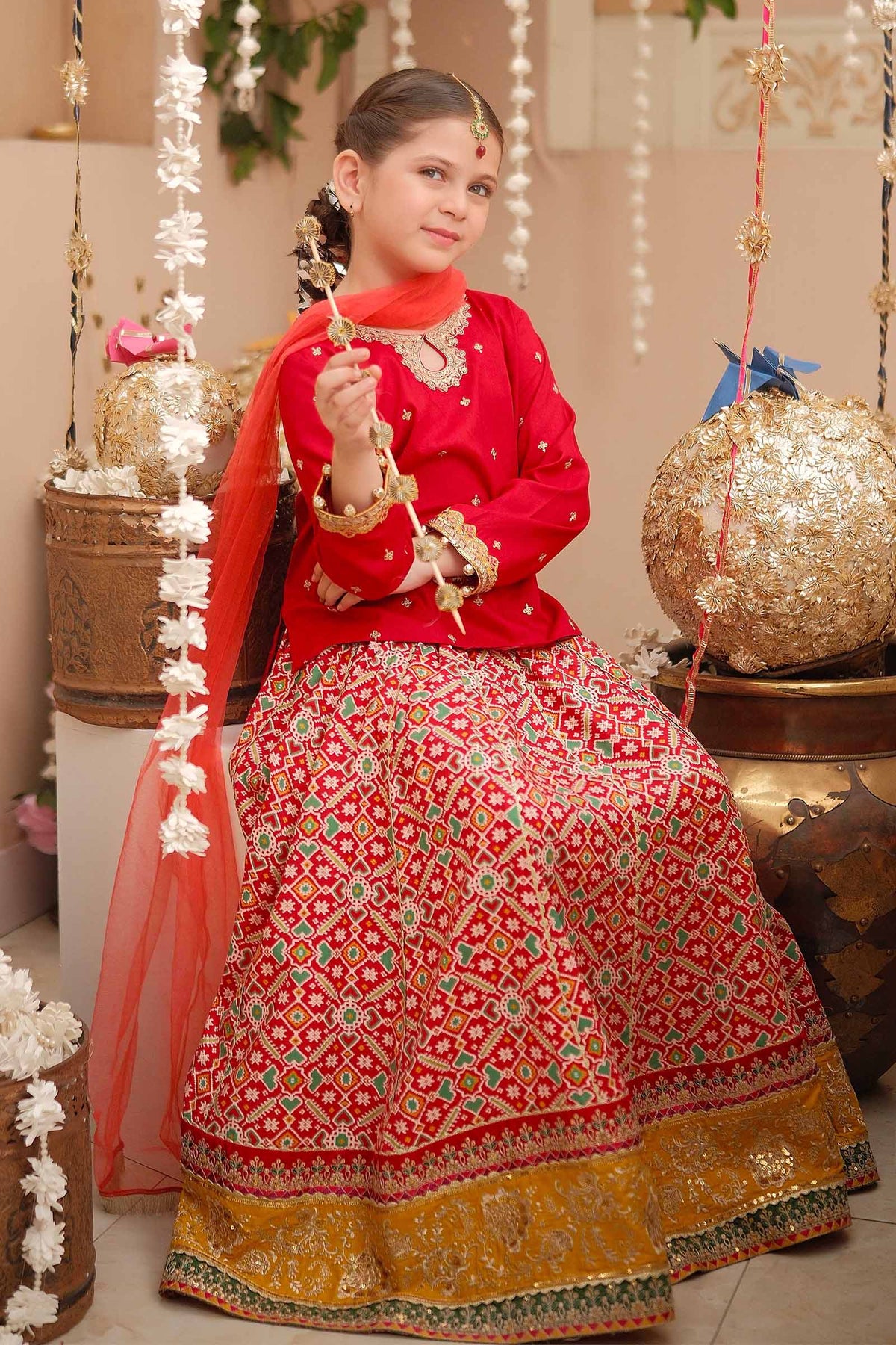 Maria B | 3 Piece Embroidered Linen Suit | MKD-W24-04 by Maria Faisal - Registered Vendor of : Maria B - type : Kids Clothes - 100% original wedding dresses