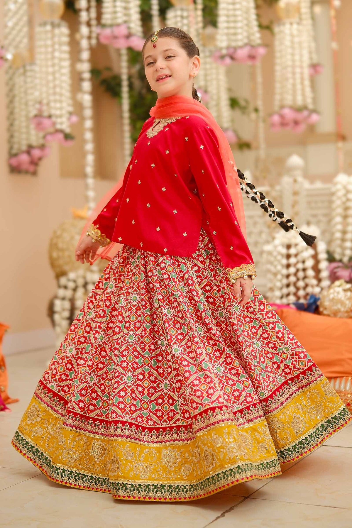 Maria B | 3 Piece Embroidered Linen Suit | MKD-W24-04 by Maria Faisal - Registered Vendor of : Maria B - type : Kids Clothes - 100% original wedding dresses