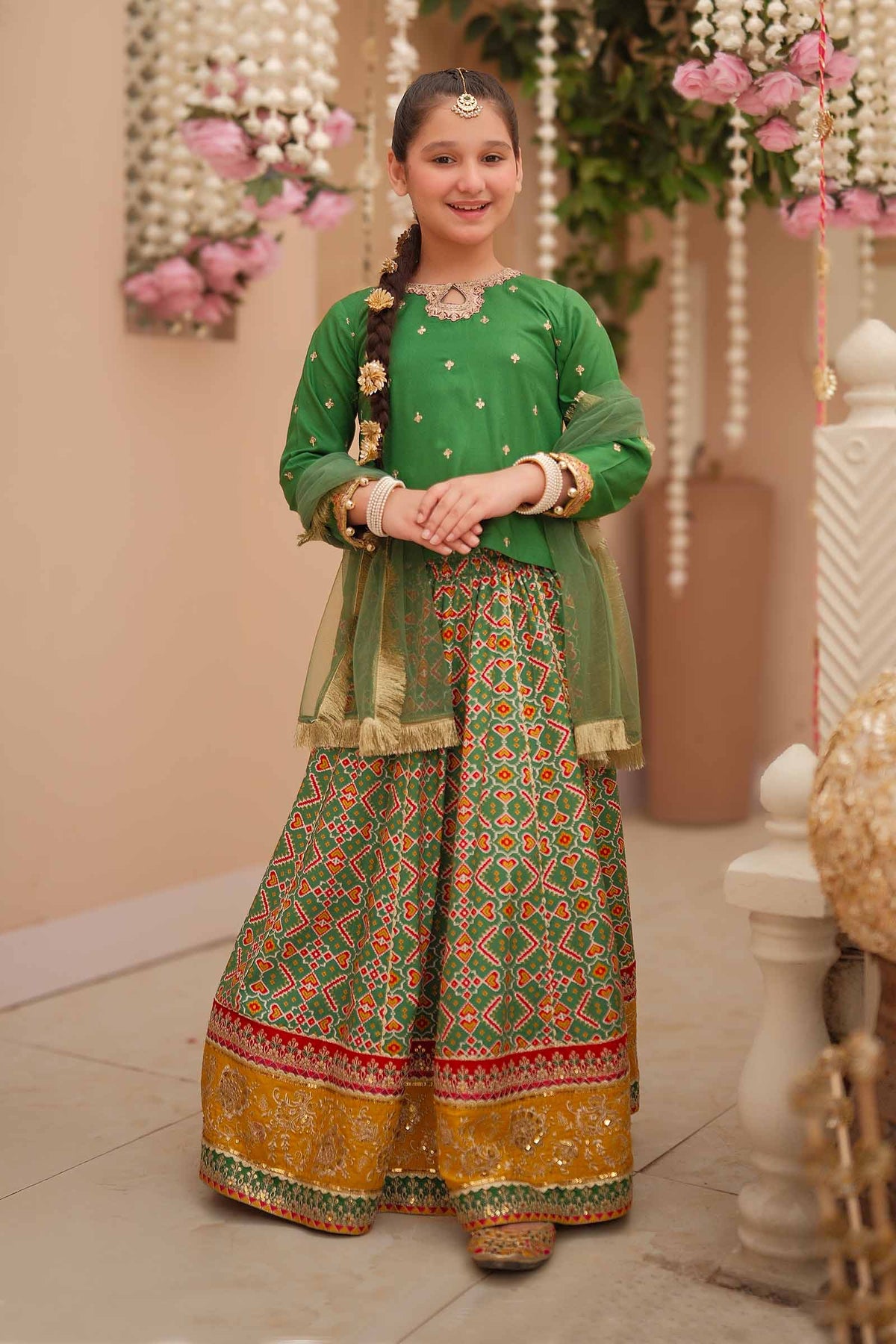 Maria B | 3 Piece Embroidered Linen Suit | MKD-W24-04 by Maria Faisal - Registered Vendor of : Maria B - type : Kids Clothes - 100% original wedding dresses