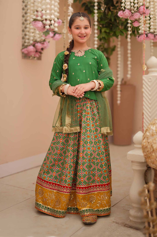 Maria B | 3 Piece Embroidered Linen Suit | MKD-W24-04 by Maria Faisal - Registered Vendor of : Maria B - type : Kids Clothes - 100% original wedding dresses