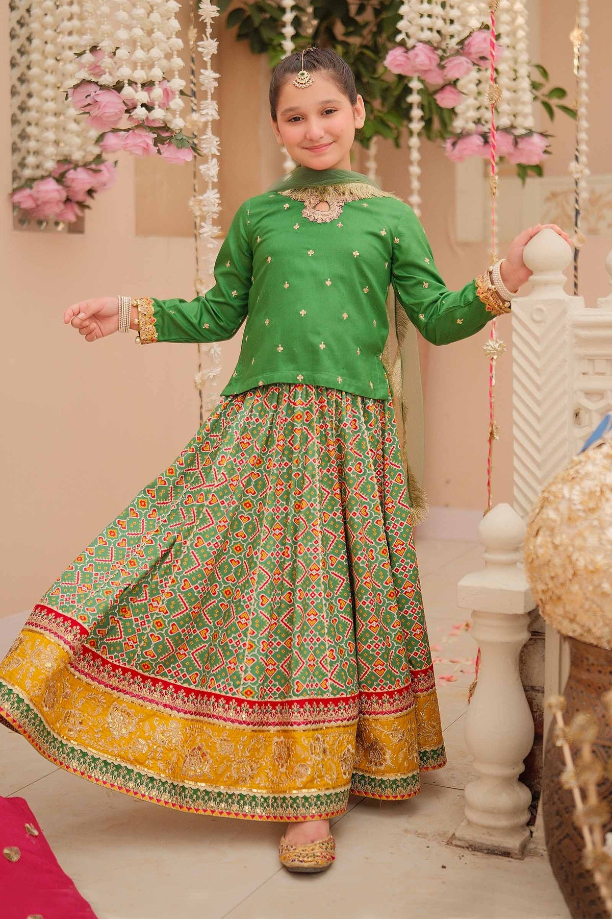 Maria B | 3 Piece Embroidered Linen Suit | MKD-W24-04 by Maria Faisal - Registered Vendor of : Maria B - type : Kids Clothes - 100% original wedding dresses