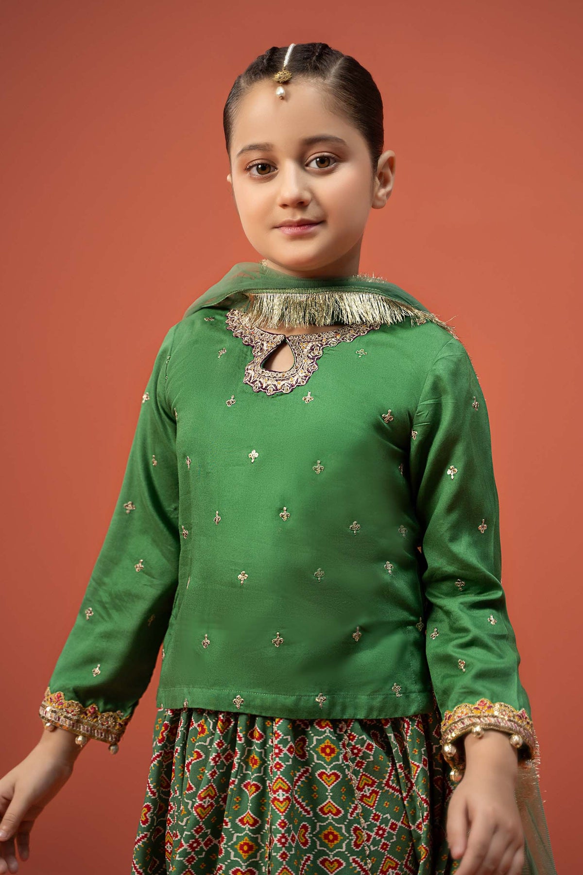 Maria B | 3 Piece Embroidered Linen Suit | MKD-W24-04 by Maria Faisal - Registered Vendor of : Maria B - type : Kids Clothes - 100% original wedding dresses