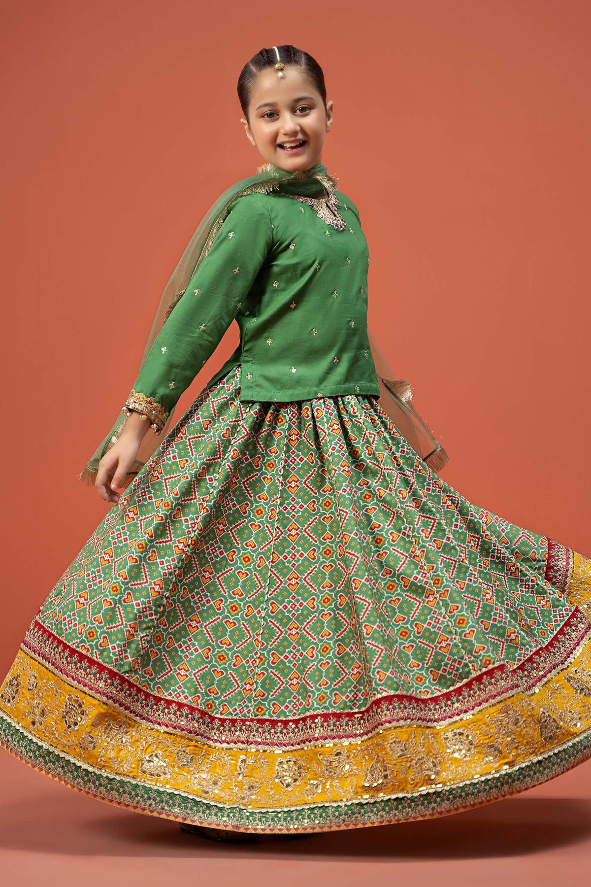 Maria B | 3 Piece Embroidered Linen Suit | MKD-W24-04 by Maria Faisal - Registered Vendor of : Maria B - type : Kids Clothes - 100% original wedding dresses