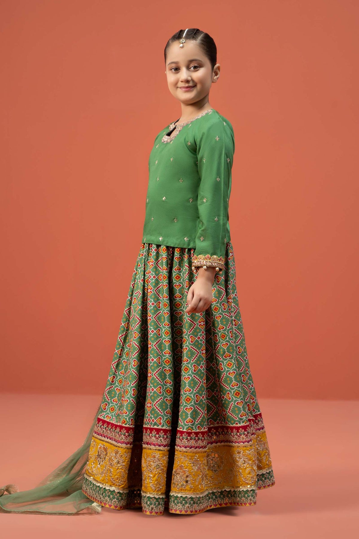 Maria B | 3 Piece Embroidered Linen Suit | MKD-W24-04 by Maria Faisal - Registered Vendor of : Maria B - type : Kids Clothes - 100% original wedding dresses