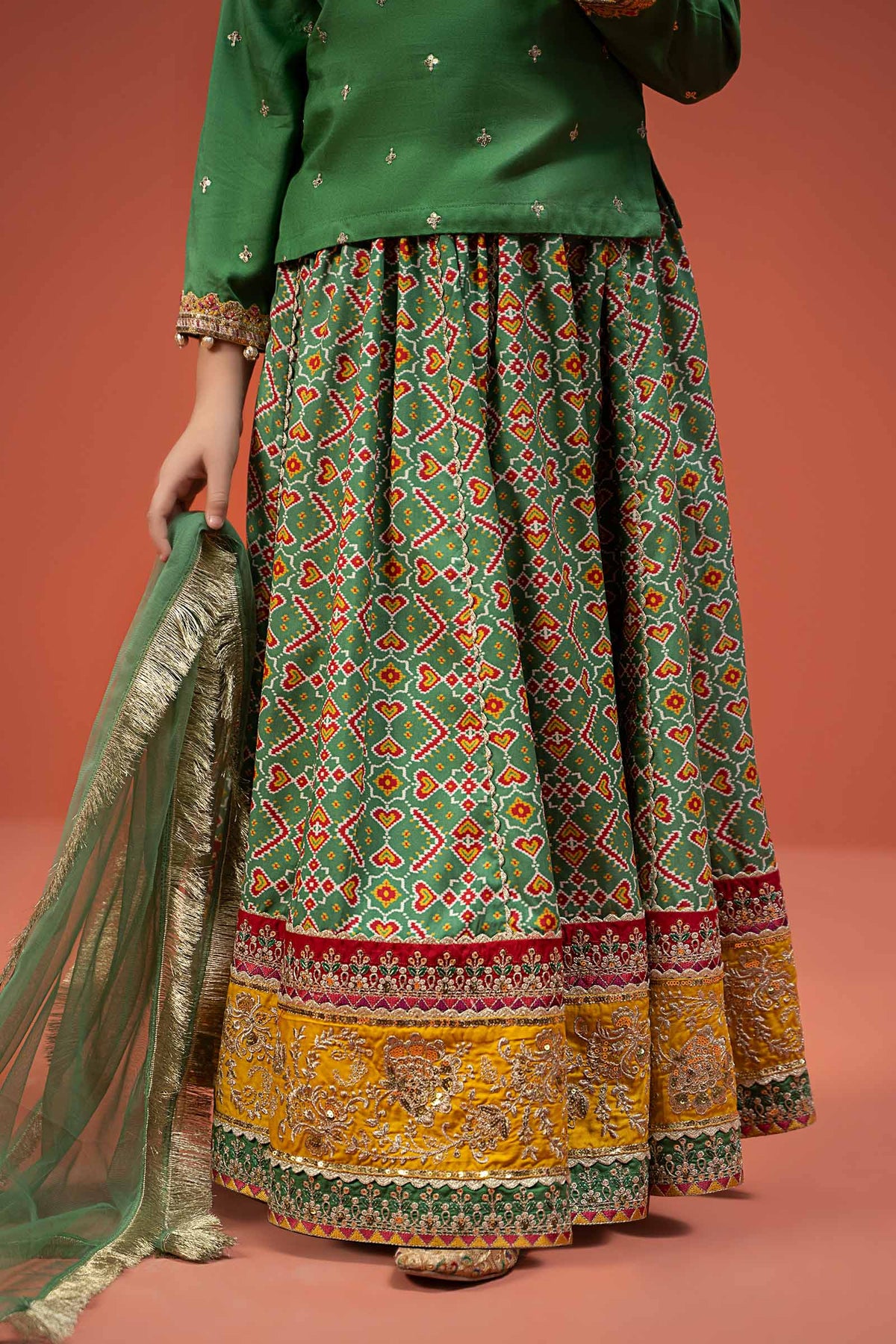 Maria B | 3 Piece Embroidered Linen Suit | MKD-W24-04 by Maria Faisal - Registered Vendor of : Maria B - type : Kids Clothes - 100% original wedding dresses