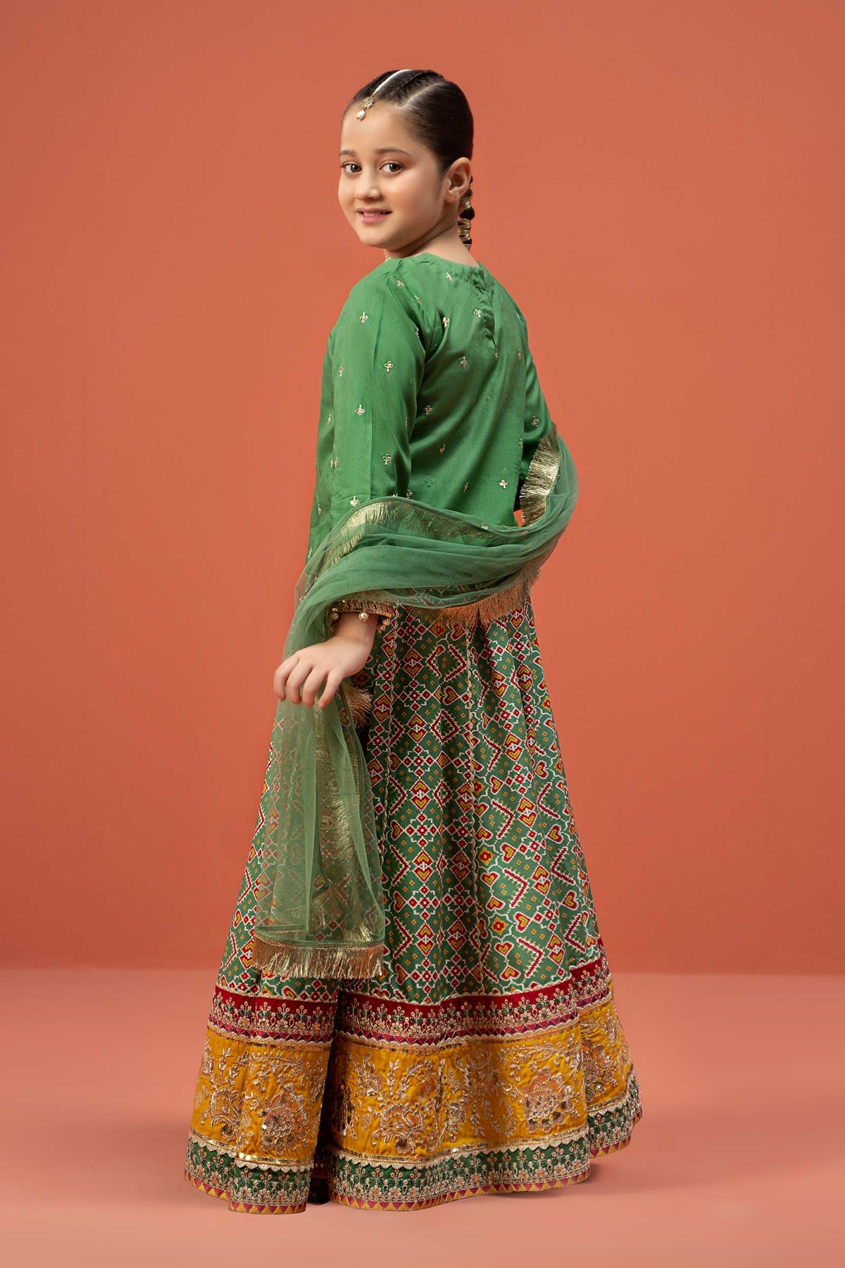 Maria B | 3 Piece Embroidered Linen Suit | MKD-W24-04 by Maria Faisal - Registered Vendor of : Maria B - type : Kids Clothes - 100% original wedding dresses