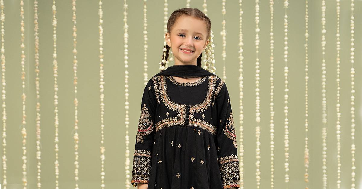 Maria B | 3 Piece Embroidered Linen Suit | MKD-W24-07 by Maria Faisal - Registered Vendor of : Maria B - type : Kids Clothes - 100% original wedding dresses