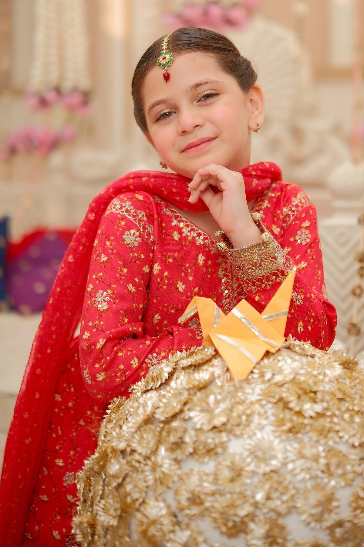 Maria B | 3 Piece Embroidered Marina Twill Suit | MKD-W24-12 by Maria Faisal - Registered Vendor of : Maria B - type : Kids Clothes - 100% original wedding dresses