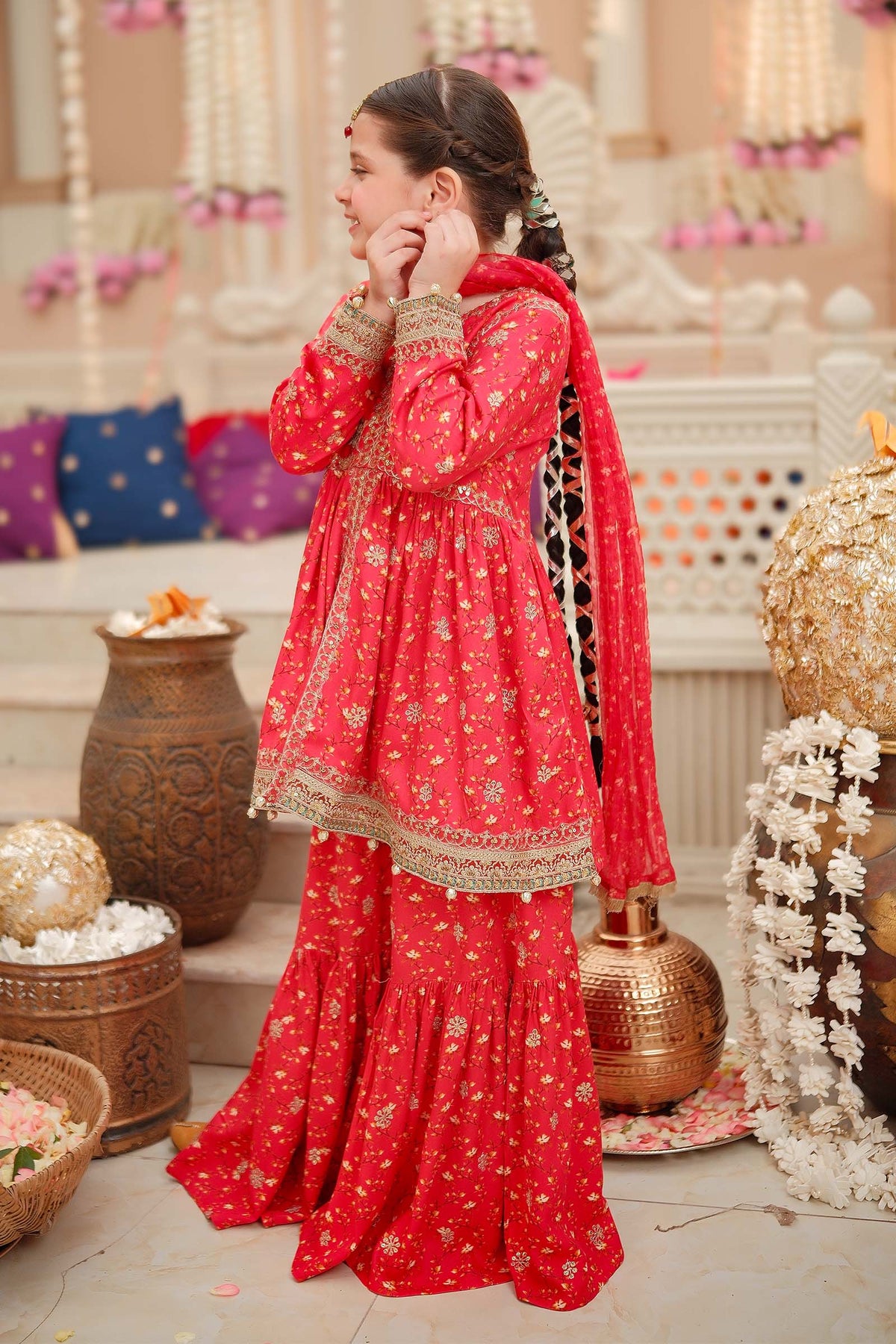 Maria B | 3 Piece Embroidered Marina Twill Suit | MKD-W24-12 by Maria Faisal - Registered Vendor of : Maria B - type : Kids Clothes - 100% original wedding dresses