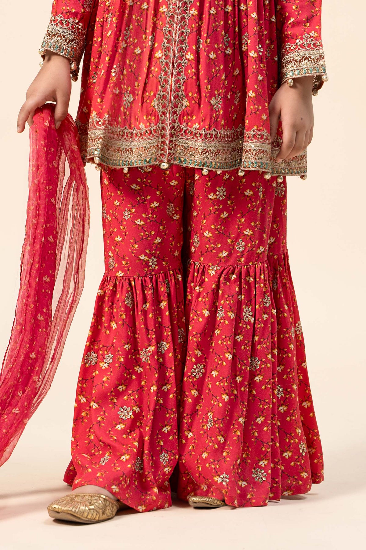 Maria B | 3 Piece Embroidered Marina Twill Suit | MKD-W24-12 by Maria Faisal - Registered Vendor of : Maria B - type : Kids Clothes - 100% original wedding dresses