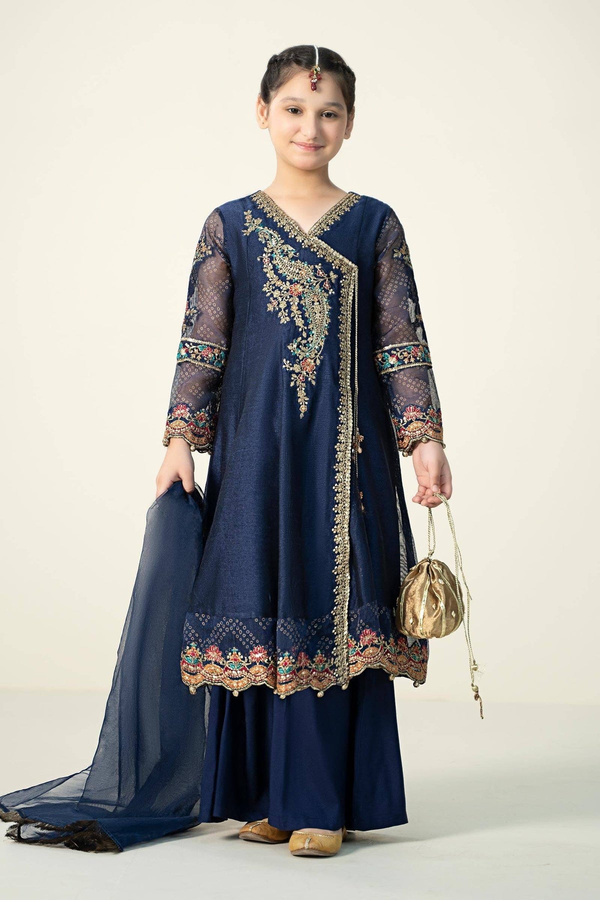 Maria B | 3 Piece Embroidered Paper Cotton Suit | MKD-W24-22 by Maria Faisal - Registered Vendor of : Maria B - type : Kids Clothes - 100% original wedding dresses
