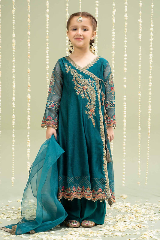 Maria B | 3 Piece Embroidered Paper Cotton Suit | MKD-W24-22 by Maria Faisal - Registered Vendor of : Maria B - type : Kids Clothes - 100% original wedding dresses