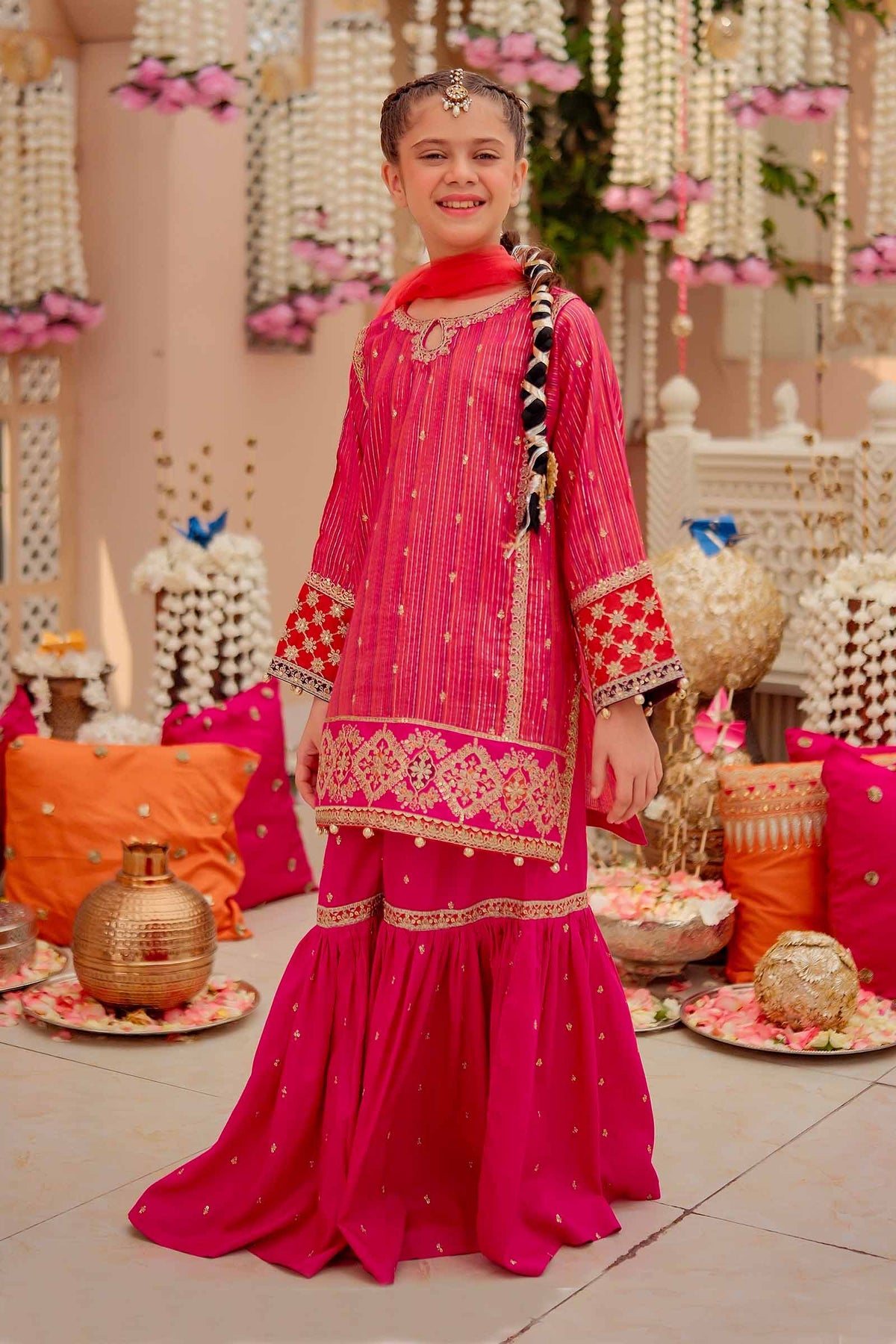 Maria B | 3 Piece Embroidered Suit | MKD-W24-11 by Maria Faisal - Registered Vendor of : Maria B - type : Kids Clothes - 100% original wedding dresses