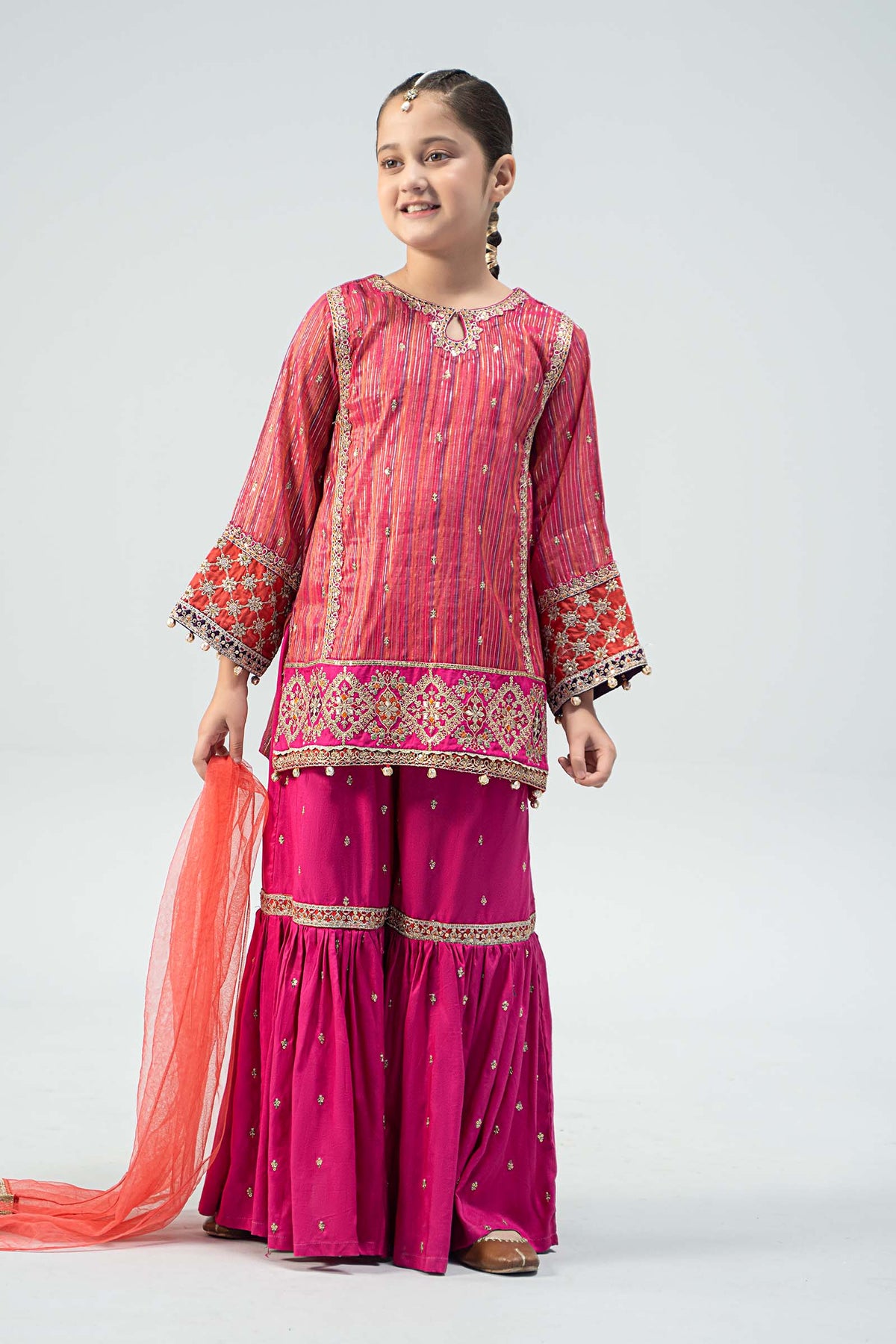 Maria B | 3 Piece Embroidered Suit | MKD-W24-11 by Maria Faisal - Registered Vendor of : Maria B - type : Kids Clothes - 100% original wedding dresses