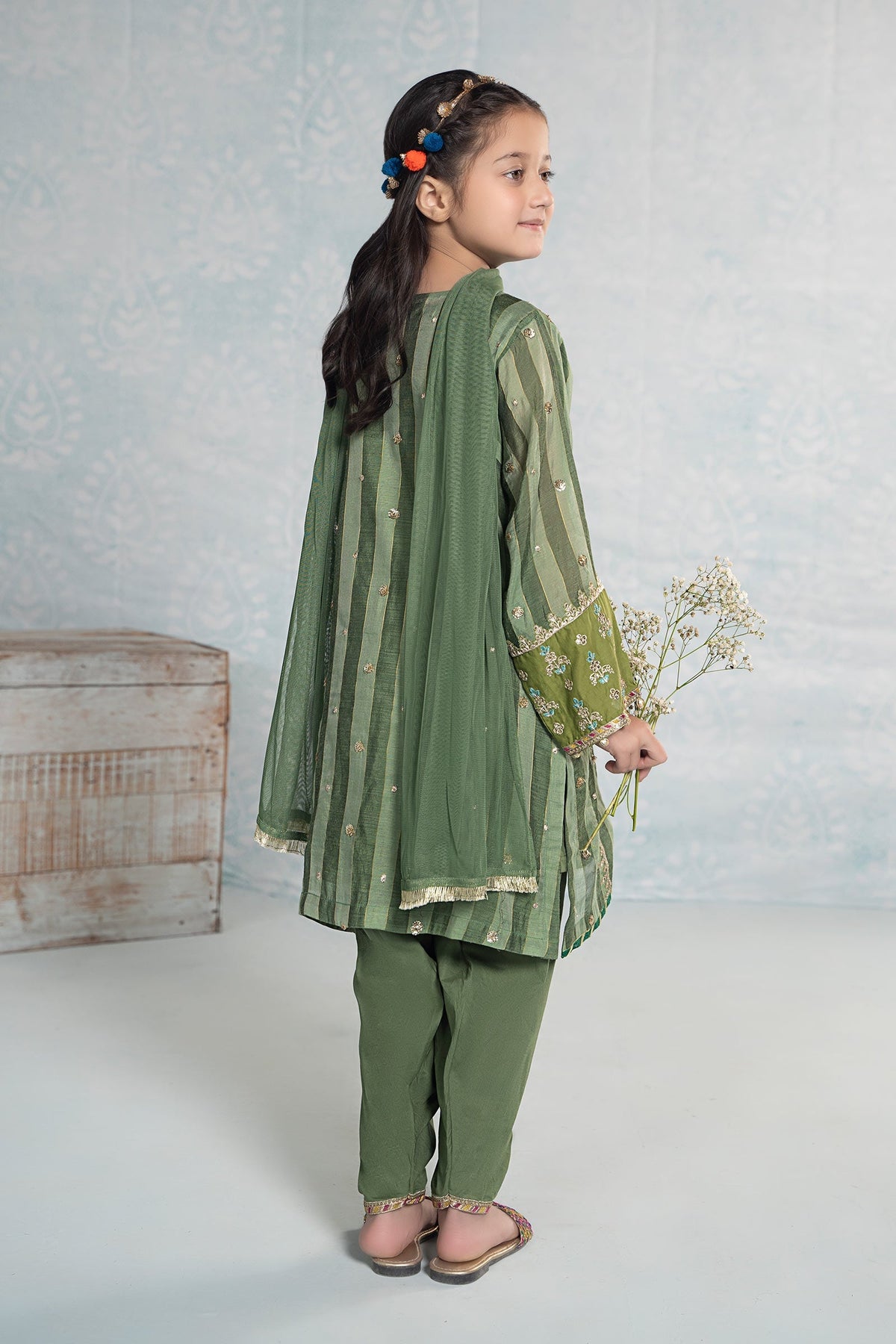 Maria B | 3 Piece Embroidered Yarn Dyed Suit | MKD-EF24-03 by Maria Faisal - Registered Vendor of : Maria B - type : Kids Clothes - 100% original wedding dresses