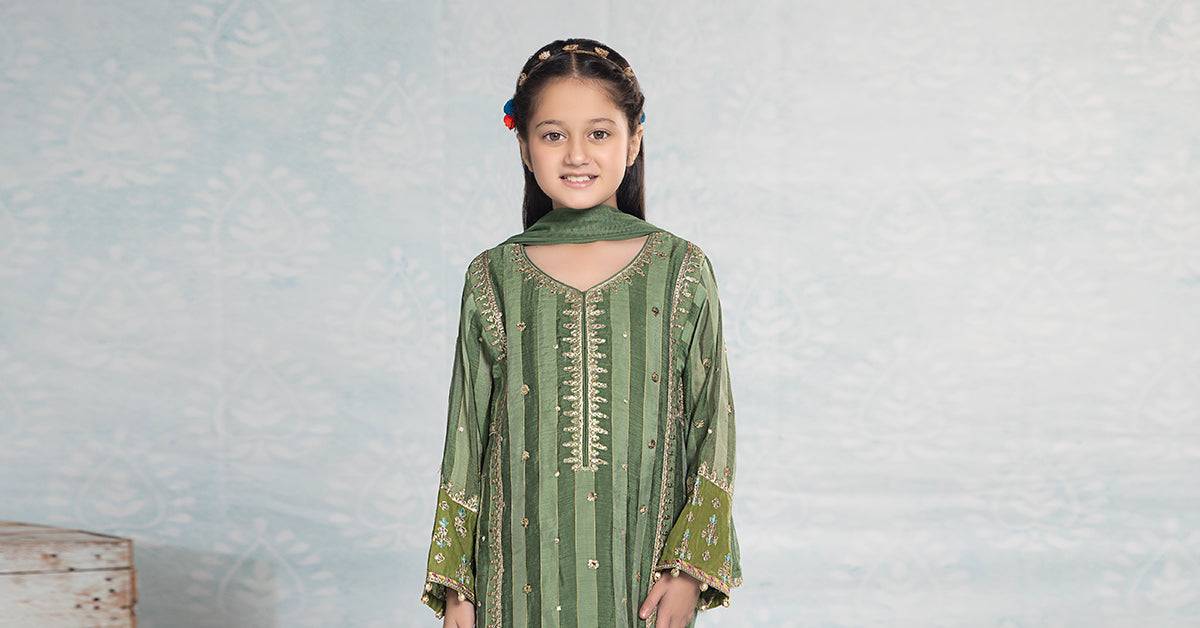 Maria B | 3 Piece Embroidered Yarn Dyed Suit | MKD-EF24-03 by Maria Faisal - Registered Vendor of : Maria B - type : Kids Clothes - 100% original wedding dresses