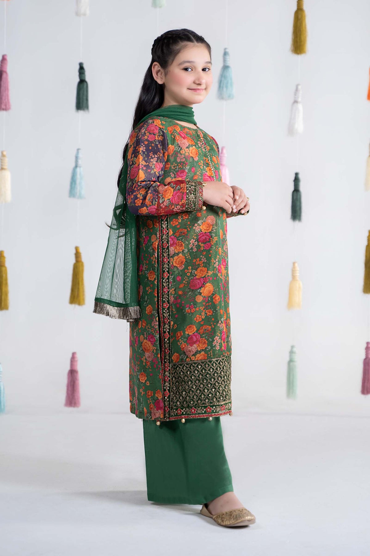 Maria B | 3 Piece Printed Cotton Masoori Suit | MKD-EA24-04 by Maria Faisal - Registered Vendor of : Maria B - type : Kids Clothes - 100% original wedding dresses