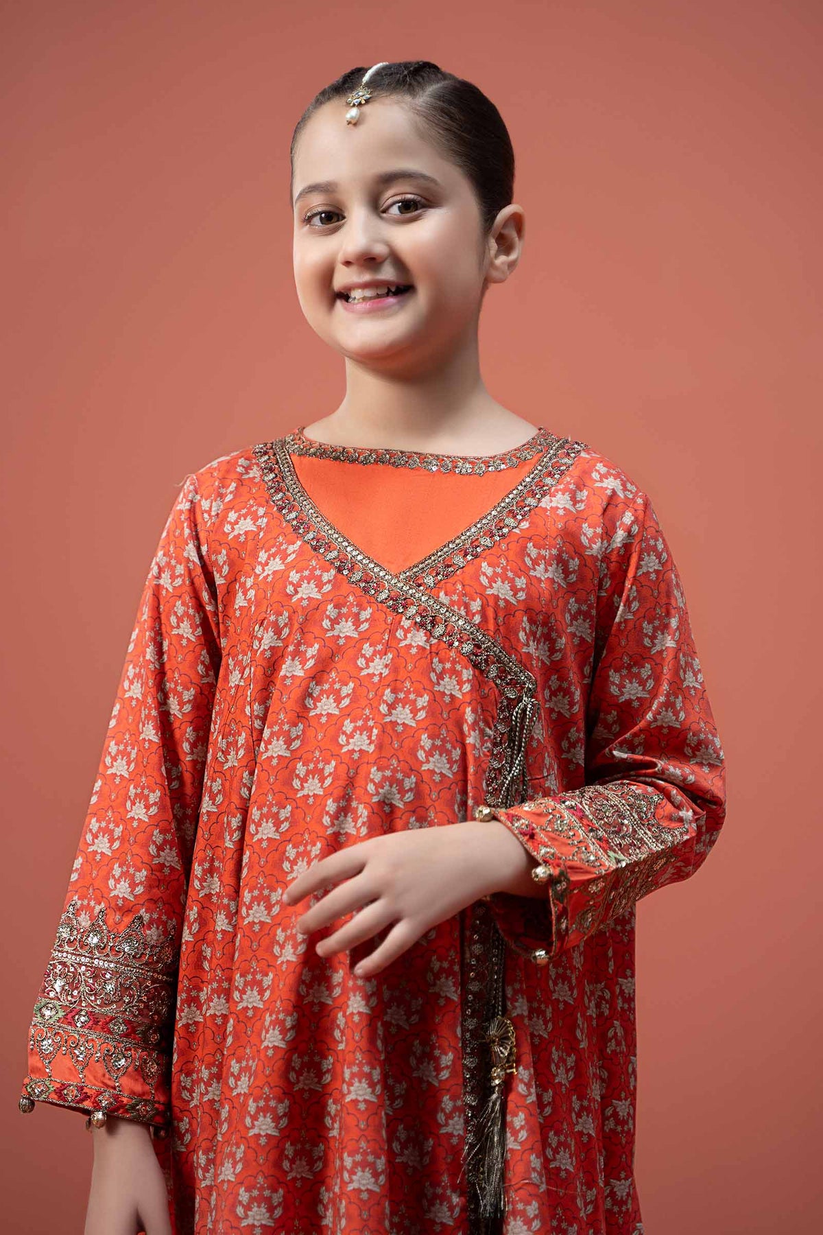 Maria B | 3 Piece Printed Linen Suit | MKD-W24-16 by Maria Faisal - Registered Vendor of : Maria B - type : Kids Clothes - 100% original wedding dresses