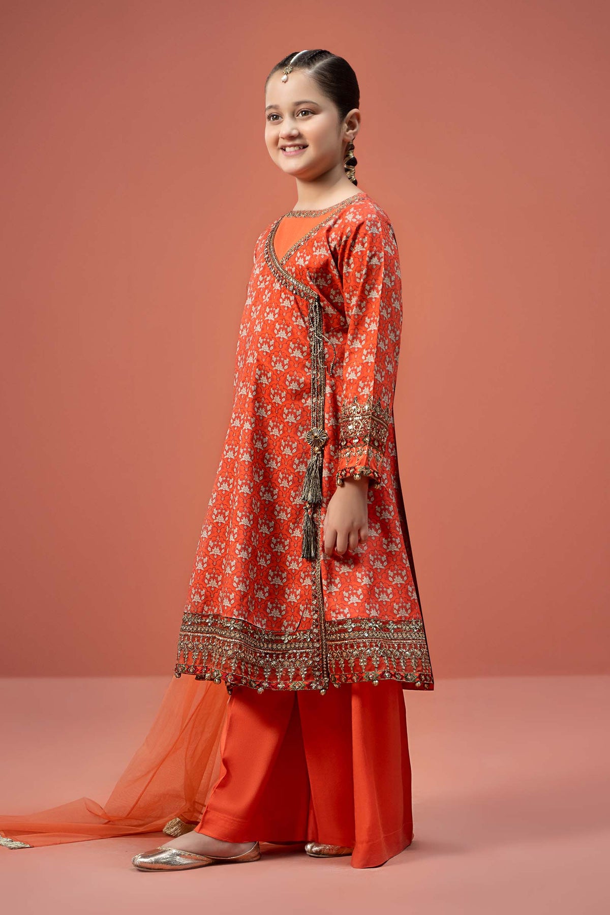 Maria B | 3 Piece Printed Linen Suit | MKD-W24-16 by Maria Faisal - Registered Vendor of : Maria B - type : Kids Clothes - 100% original wedding dresses