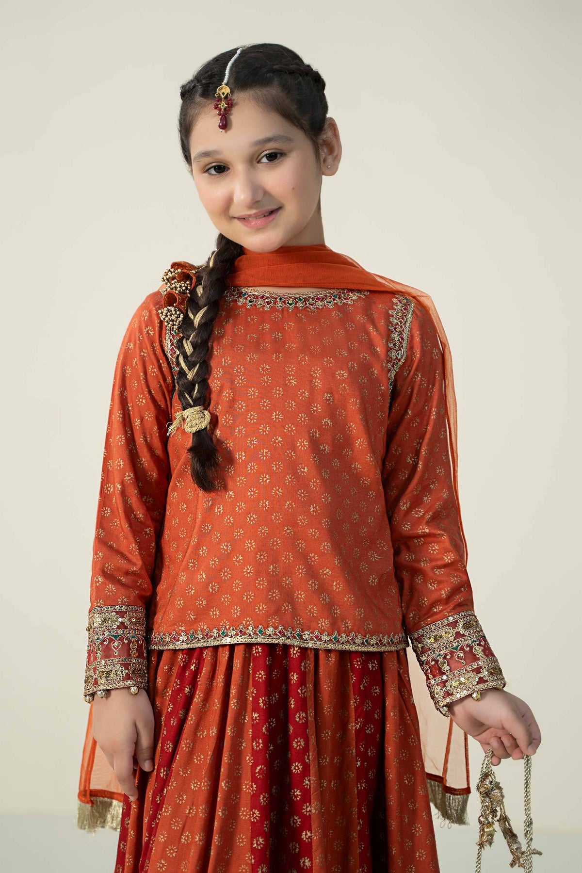 Maria B | 3 Piece Printed Linen Suit | MKD-W24-20 by Maria Faisal - Registered Vendor of : Maria B - type : Kids Clothes - 100% original wedding dresses