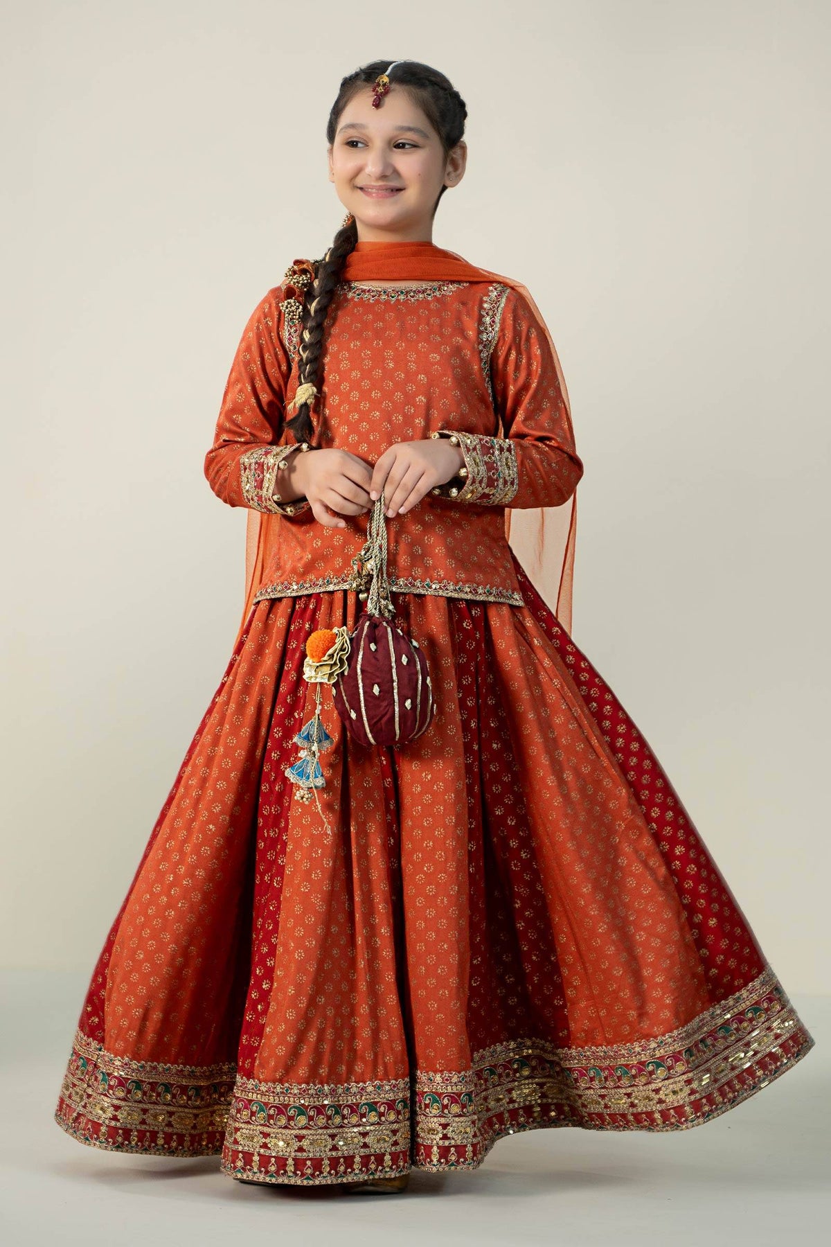 Maria B | 3 Piece Printed Linen Suit | MKD-W24-20 by Maria Faisal - Registered Vendor of : Maria B - type : Kids Clothes - 100% original wedding dresses