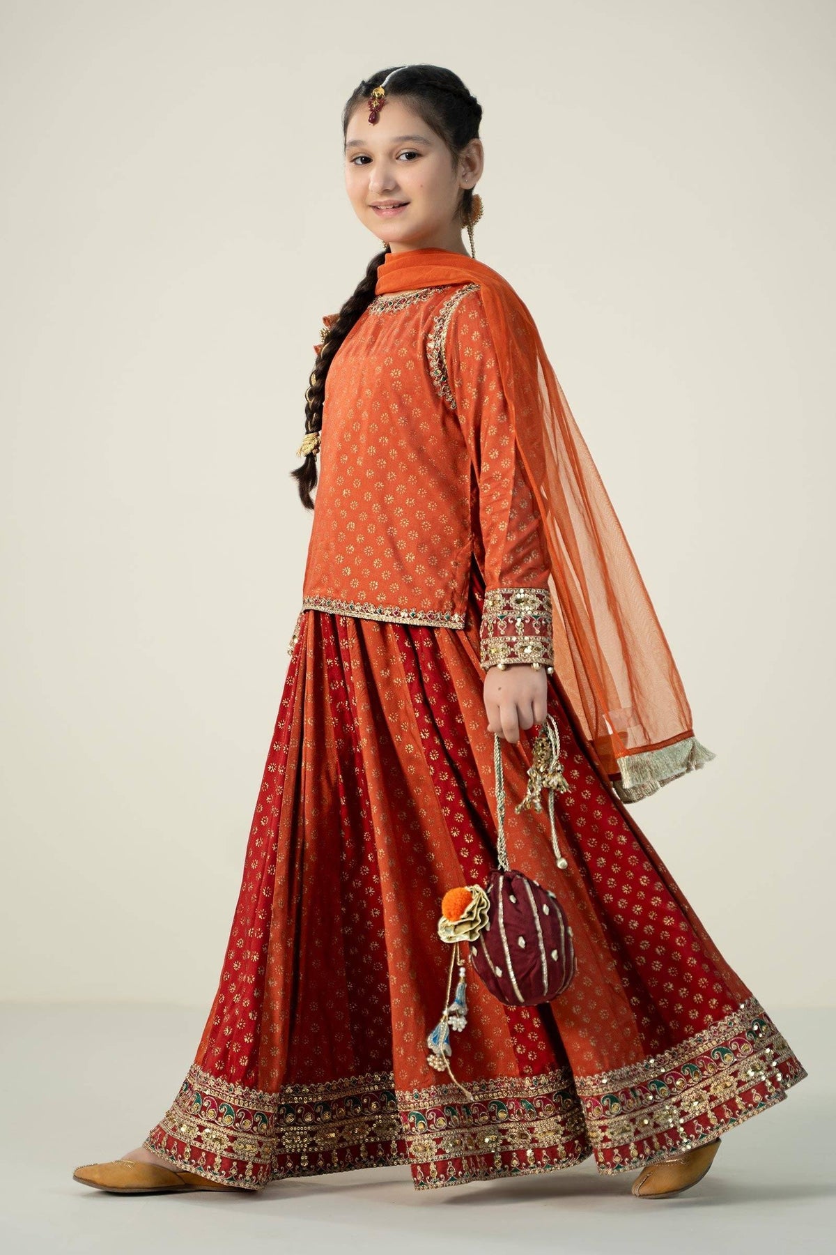 Maria B | 3 Piece Printed Linen Suit | MKD-W24-20 by Maria Faisal - Registered Vendor of : Maria B - type : Kids Clothes - 100% original wedding dresses