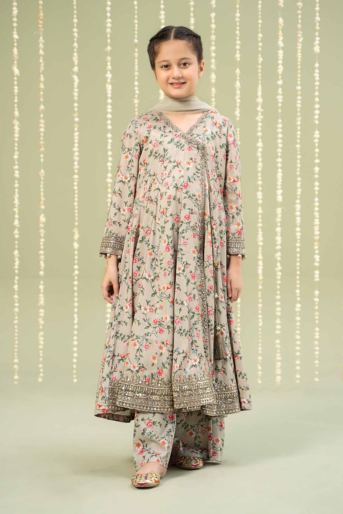 Maria B | 3 Piece Printed Linen Suit | MKD-W24-26 by Maria Faisal - Registered Vendor of : Maria B - type : Kids Clothes - 100% original wedding dresses