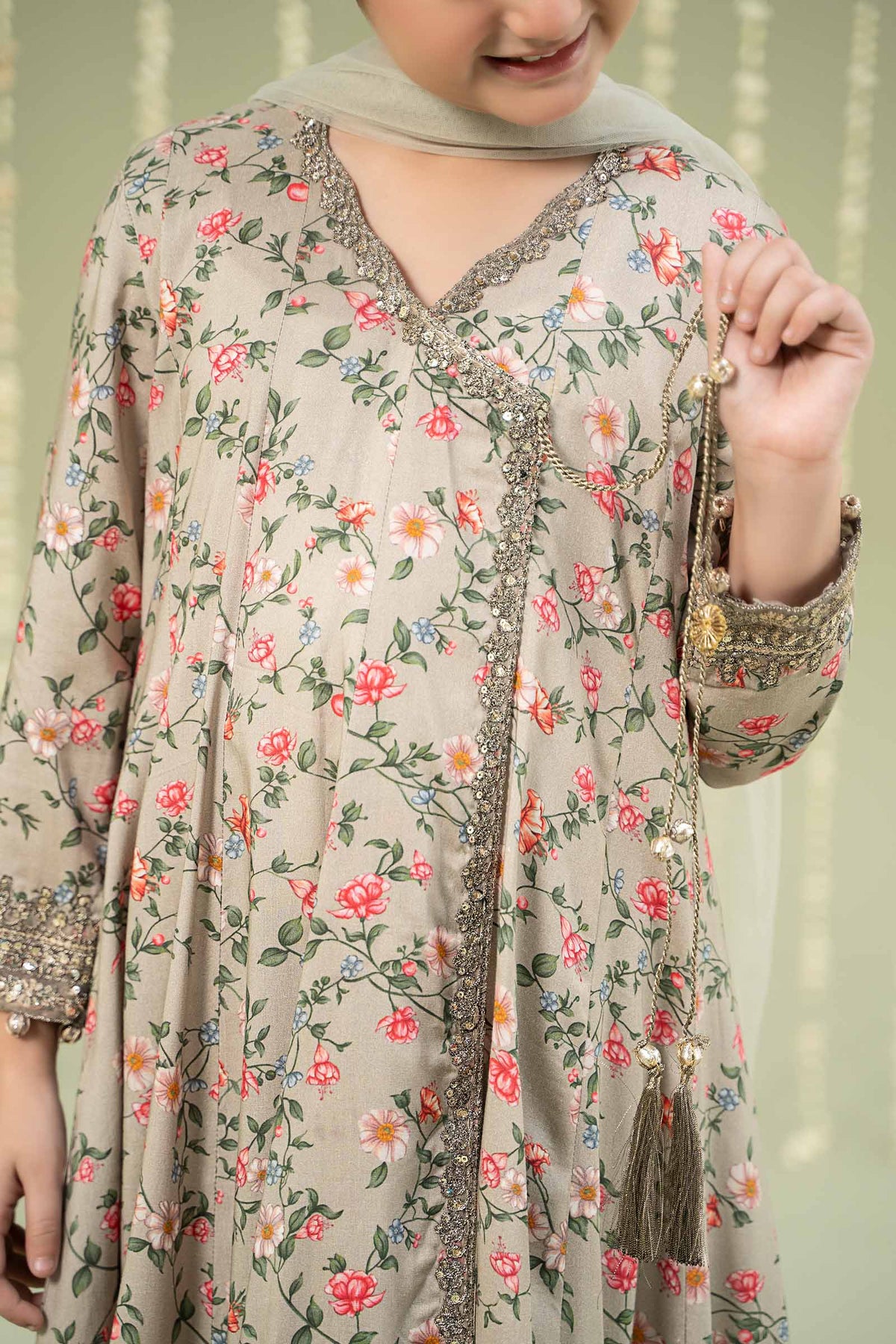 Maria B | 3 Piece Printed Linen Suit | MKD-W24-26 by Maria Faisal - Registered Vendor of : Maria B - type : Kids Clothes - 100% original wedding dresses