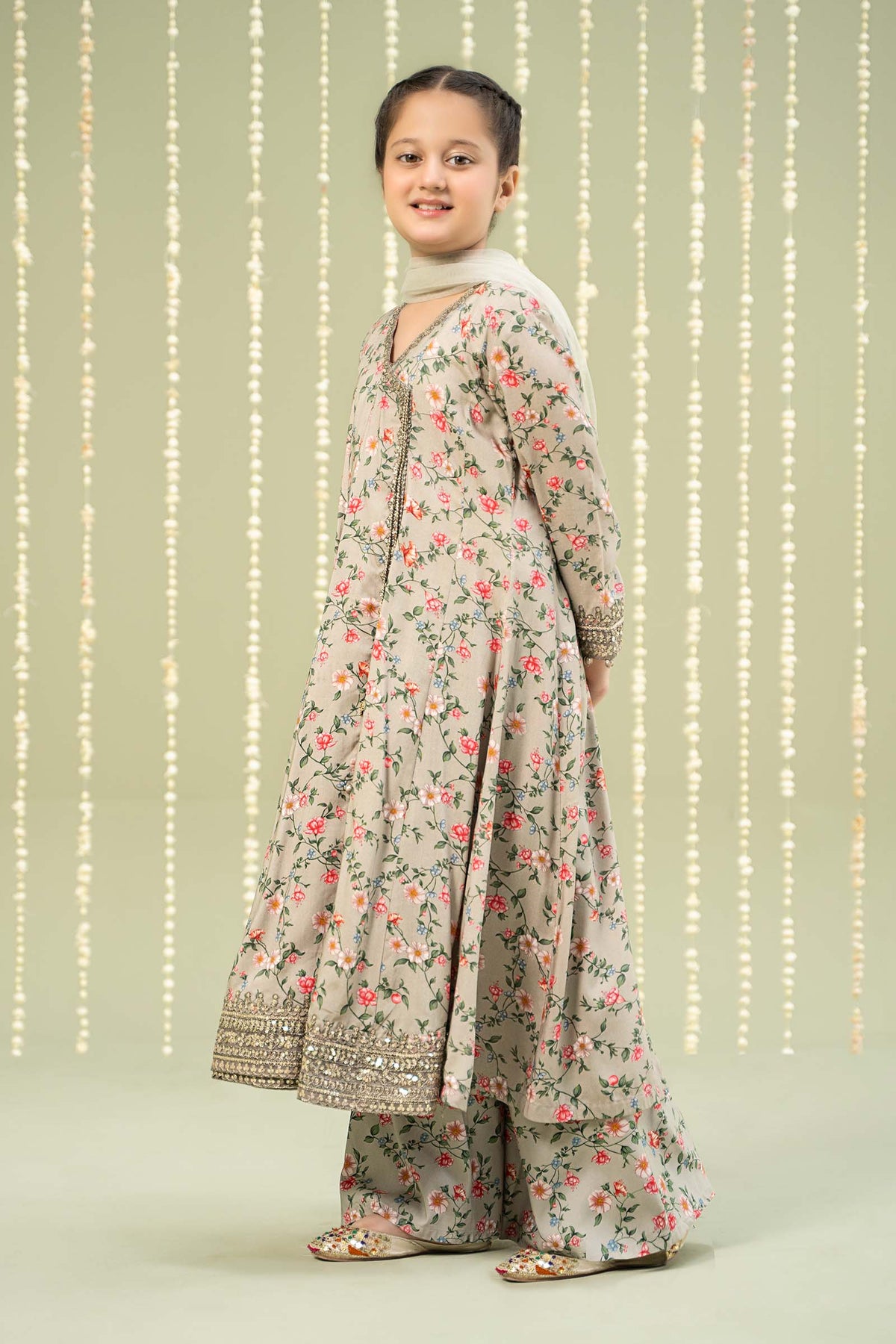Maria B | 3 Piece Printed Linen Suit | MKD-W24-26 by Maria Faisal - Registered Vendor of : Maria B - type : Kids Clothes - 100% original wedding dresses