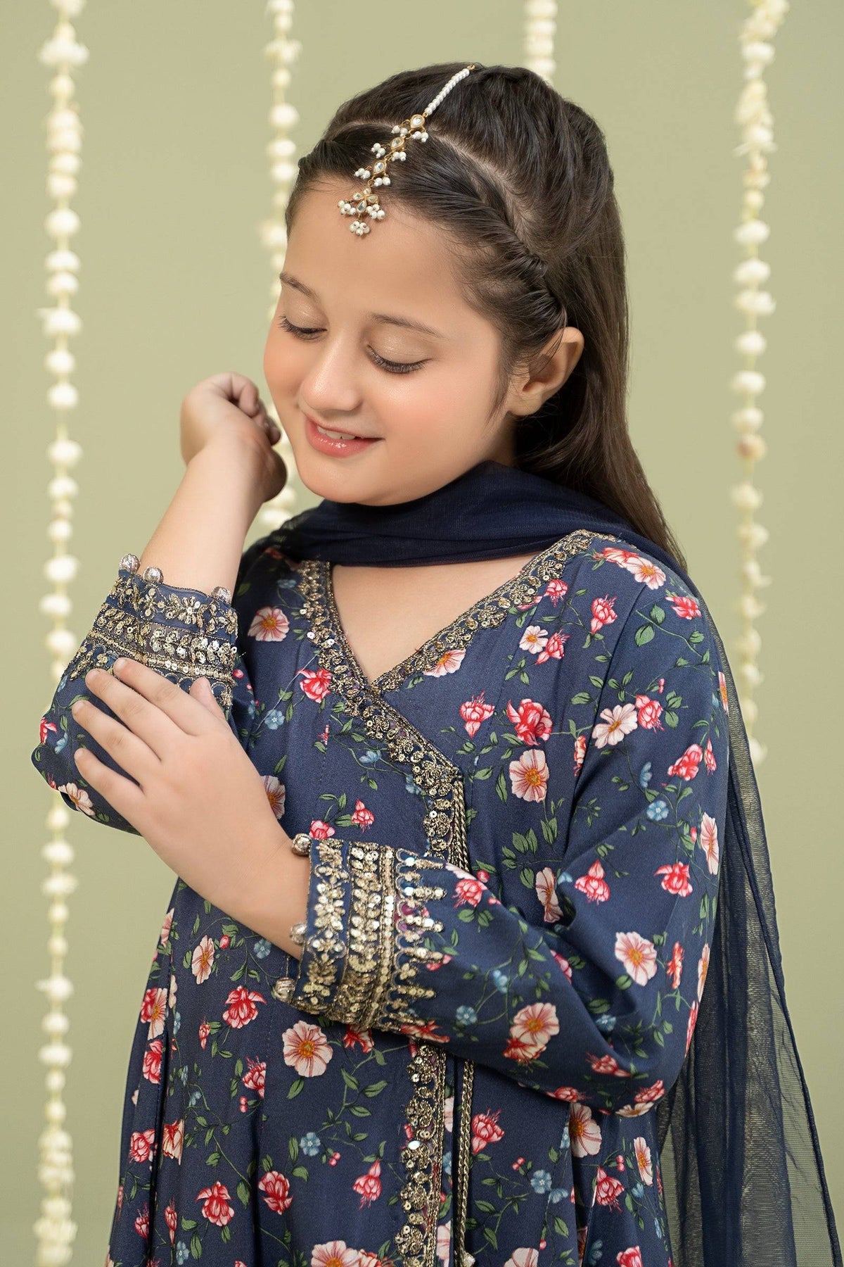 Maria B | 3 Piece Printed Linen Suit | MKD-W24-26 by Maria Faisal - Registered Vendor of : Maria B - type : Kids Clothes - 100% original wedding dresses