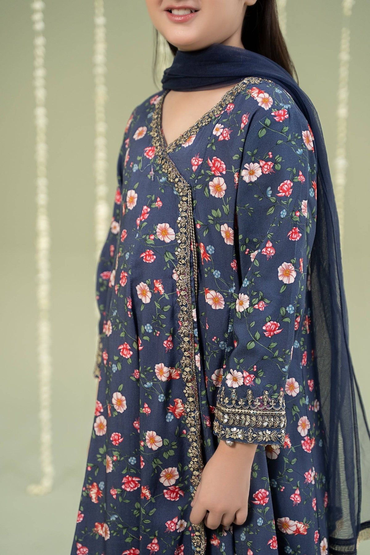 Maria B | 3 Piece Printed Linen Suit | MKD-W24-26 by Maria Faisal - Registered Vendor of : Maria B - type : Kids Clothes - 100% original wedding dresses