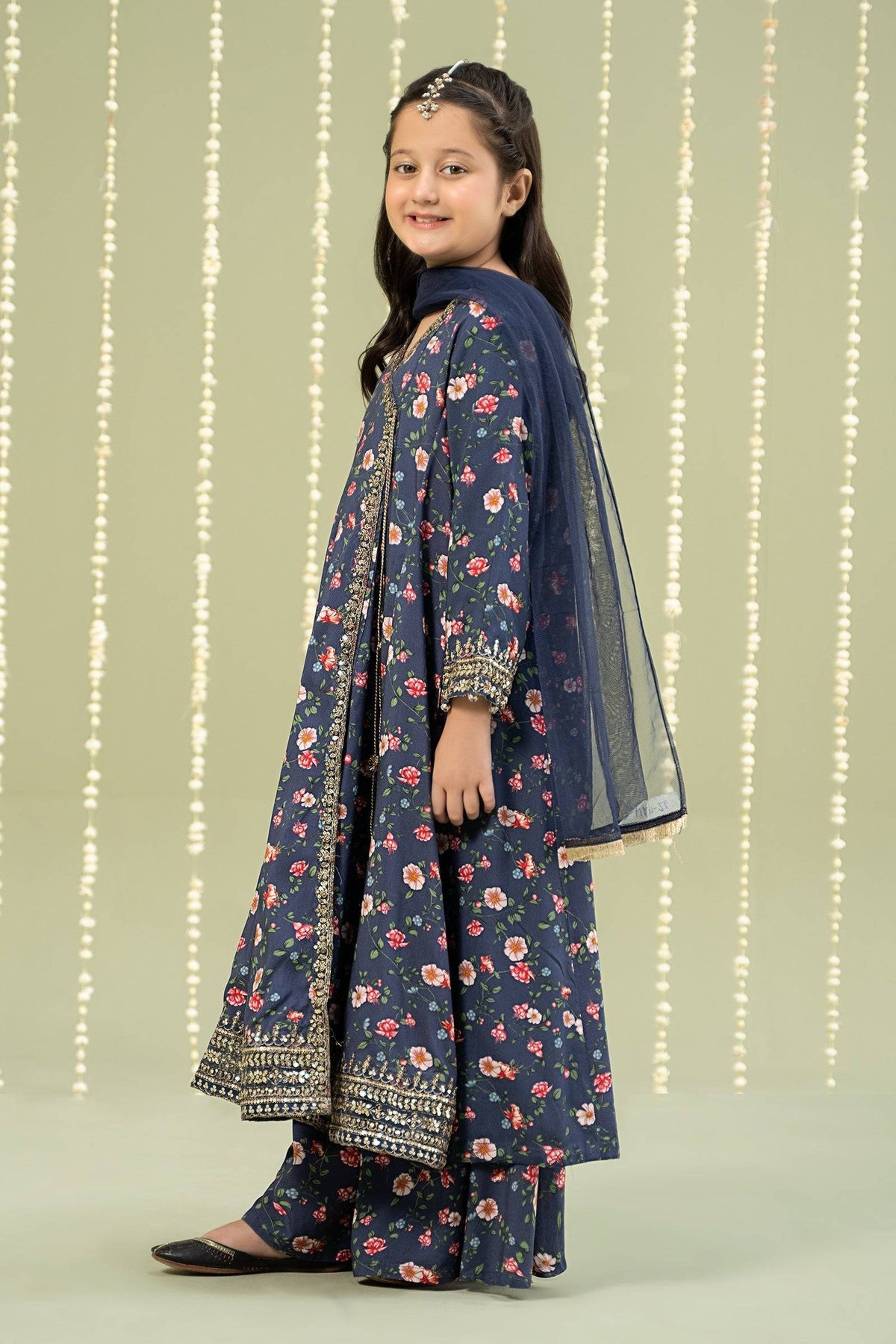 Maria B | 3 Piece Printed Linen Suit | MKD-W24-26 by Maria Faisal - Registered Vendor of : Maria B - type : Kids Clothes - 100% original wedding dresses