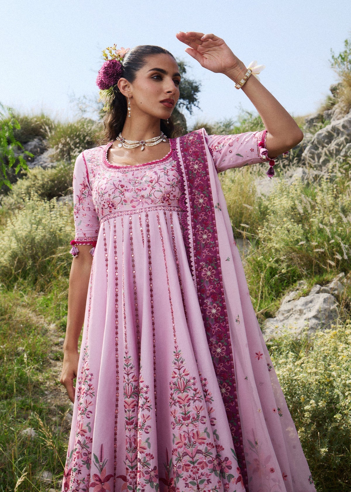 Hussain Rehar | Jinan 26 | Marjan - Luxury Dress - available at Maria Faisal in UK and USA.