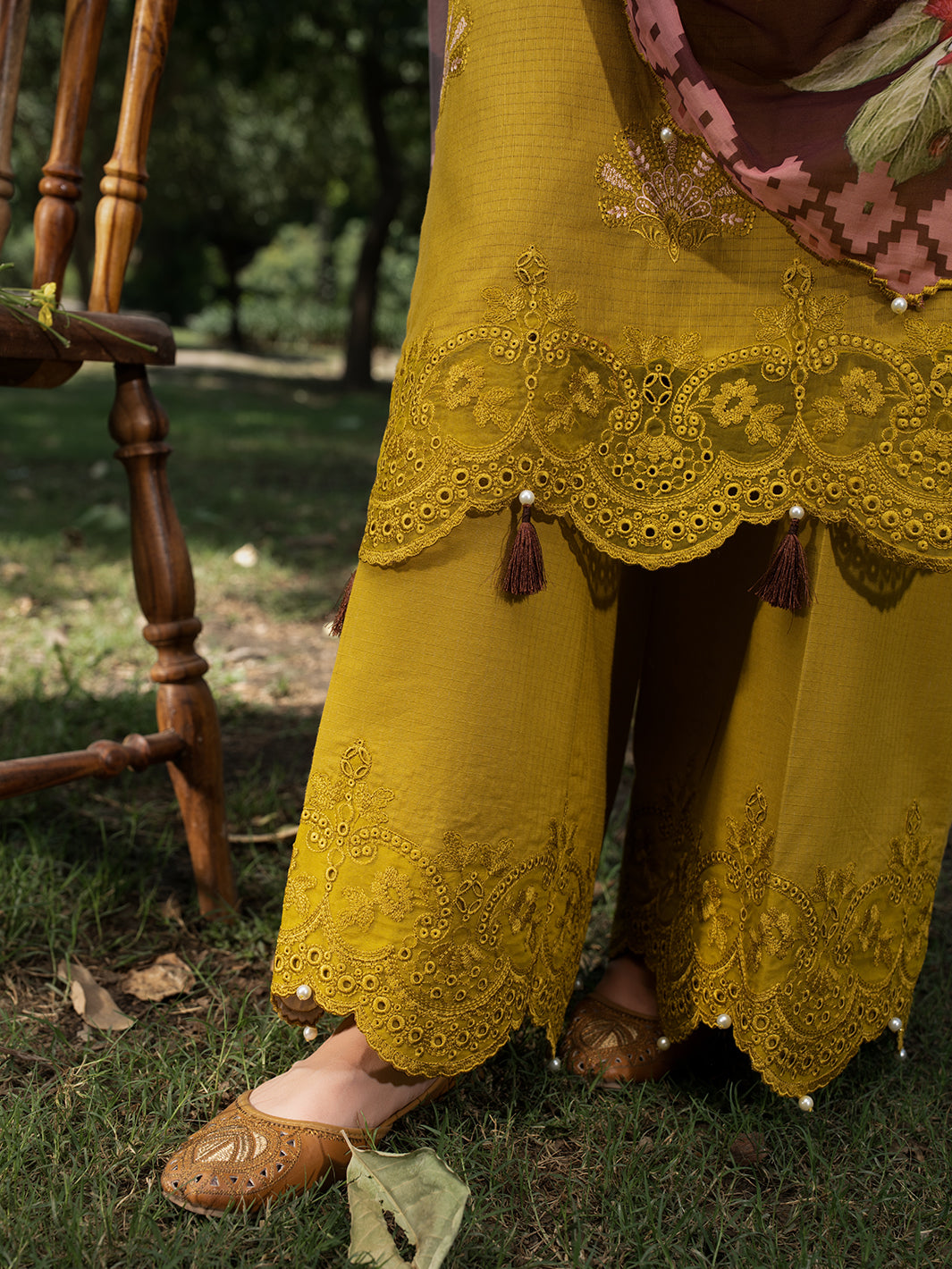 Hemstitch | The Garden Lawn | Matcha - Ladies Clothes - Maria Faisal