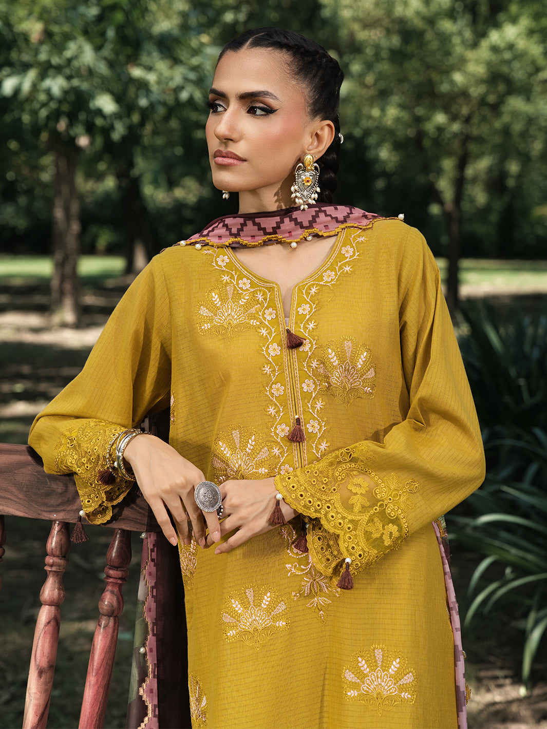 Hemstitch | The Garden Lawn | Matcha - Ladies Clothes - Maria Faisal
