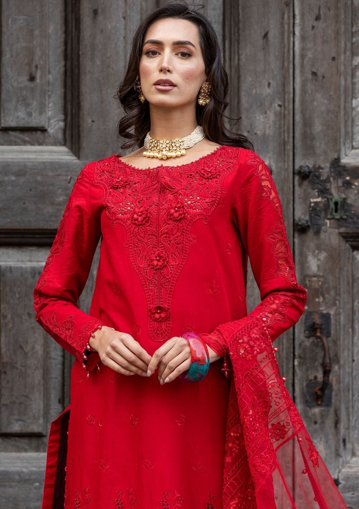 Meem | Luxury Eid Lawn 24 | MD-10 RED - Ladies Clothes 