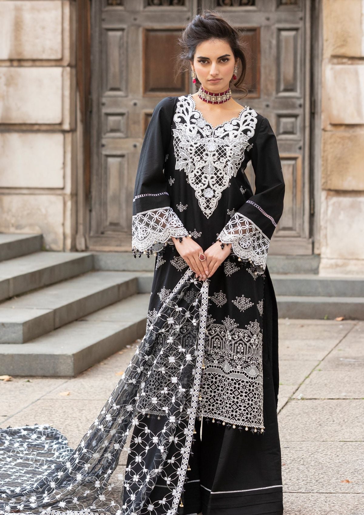 Meem | Luxury Eid Lawn 24 | MD-01 BLACK - Ladies Clothes 