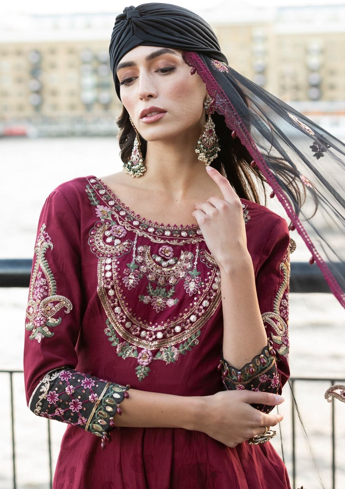 Meem | Luxury Eid Lawn 24 | MD-11 MAROON - Ladies Clothes 