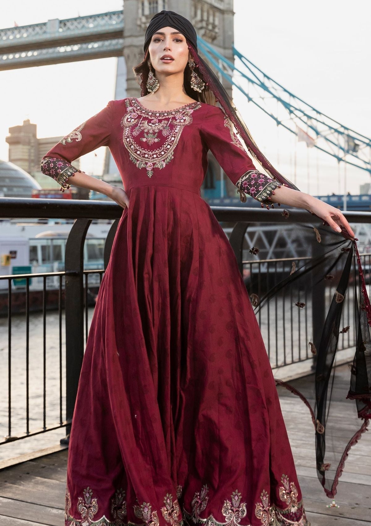 Meem | Luxury Eid Lawn 24 | MD-11 MAROON - Ladies Clothes 
