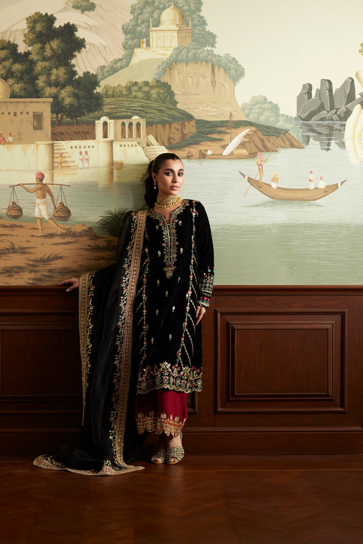 Mina Hassan | Velvet Luxe |  Jahan - Ladies Clothes - Maria Faisal