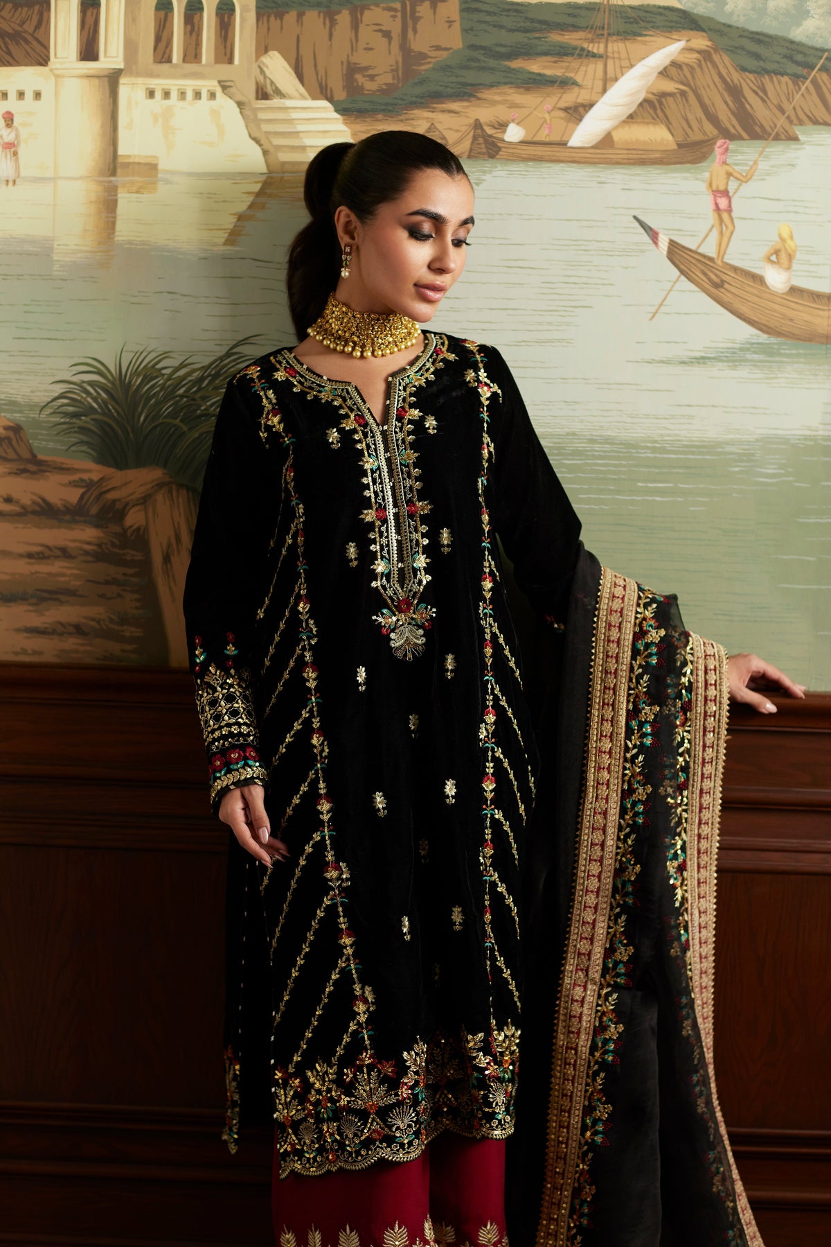 Mina Hassan | Velvet Luxe |  Jahan - Ladies Clothes - Maria Faisal