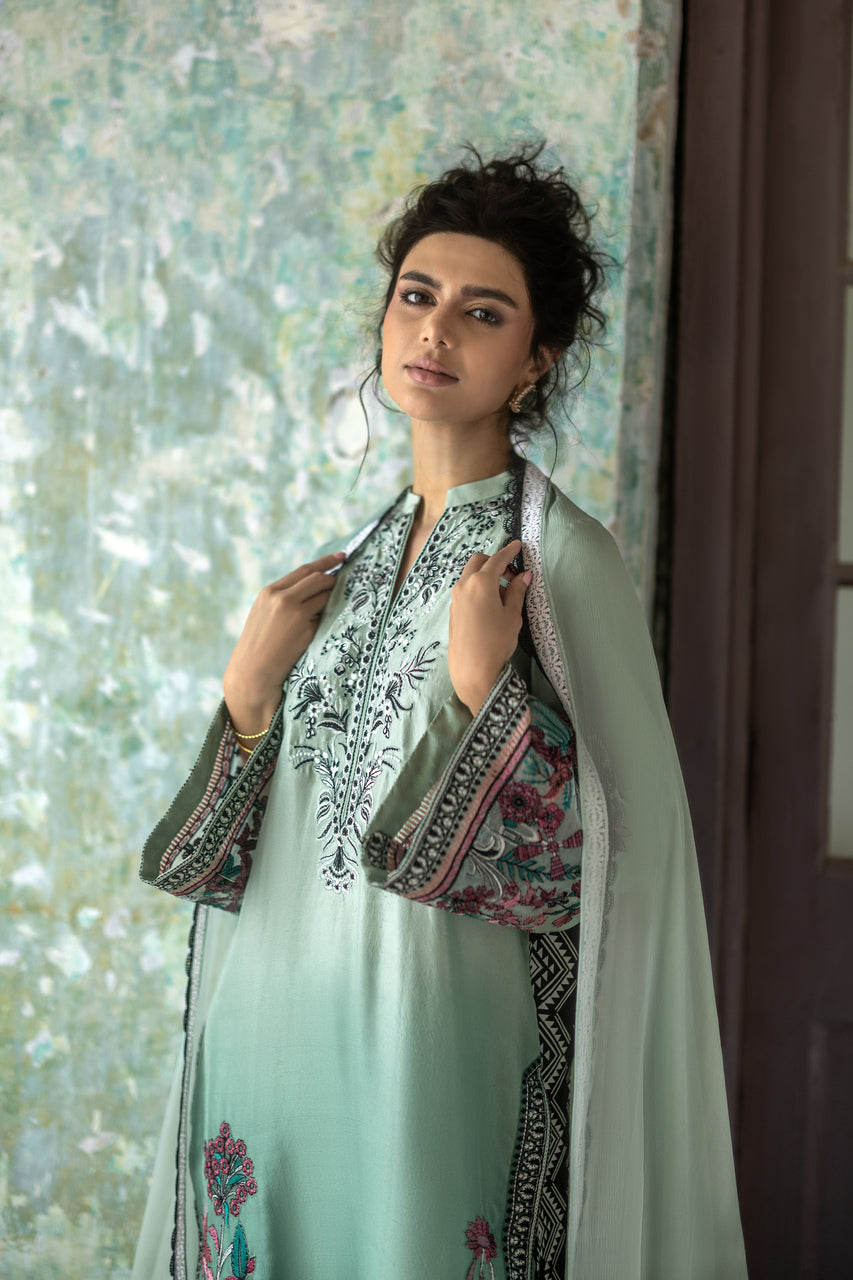 Zainab Chottani | Summer Edition 26 | Mint Serenade - Formal Dress - available at Maria Faisal in UK and USA.