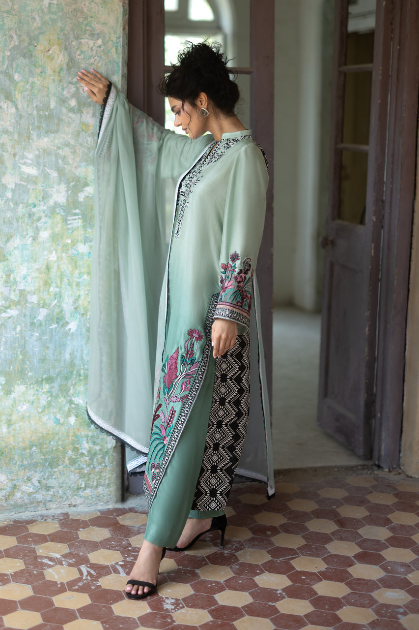 Zainab Chottani | Summer Edition 26 | Mint Serenade - Formal Dress - available at Maria Faisal in UK and USA.