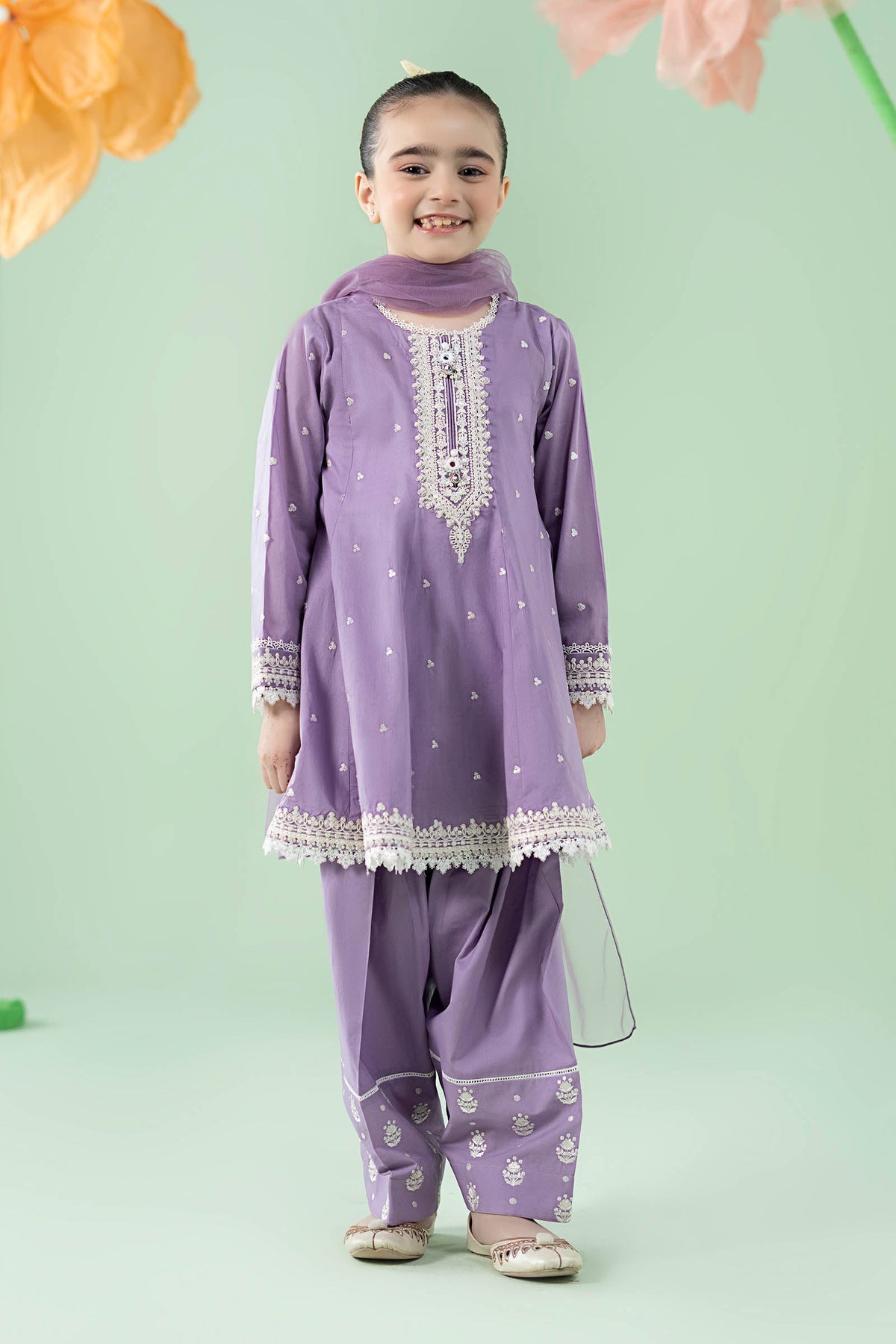 3 Piece Embroidered Lawn Suit - Kids Clothes - available at Maria Faisal in UK and USA