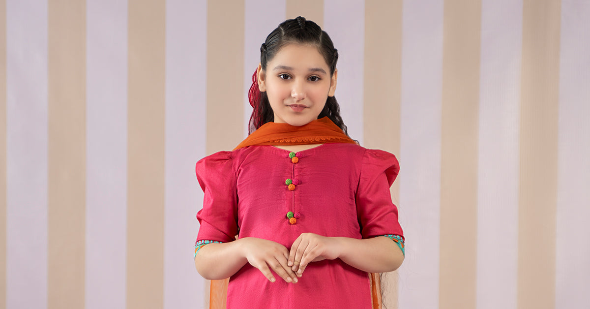3 Piece Dyed Dobby Lawn Suit - Kids Clothes - available at Maria Faisal in UK and USA